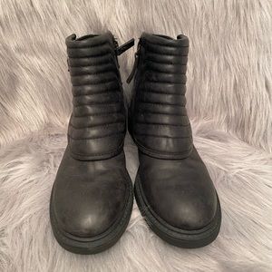 100% LEATHER NINE WEST BLACK MOTO BOOTS SZ 6.5